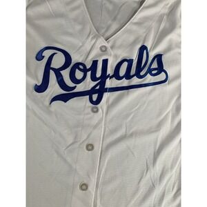 Majestic Royals Jersey Womens XL NEW MLB White Cool Base Replica Button Front